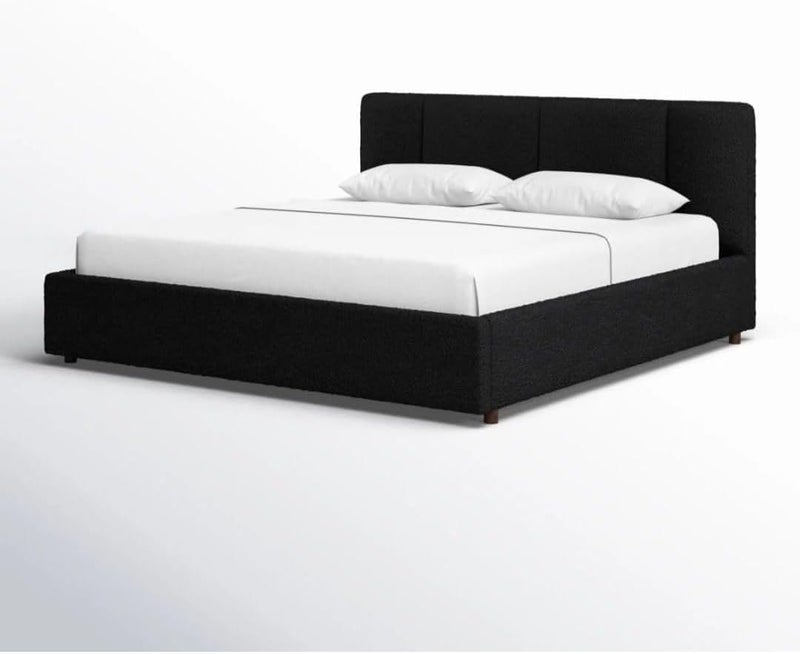 Comfynest Upholstered Platform Bed with Padded Headboard - Modern Bedroom Furniture (Black, 120x200) - Image 3